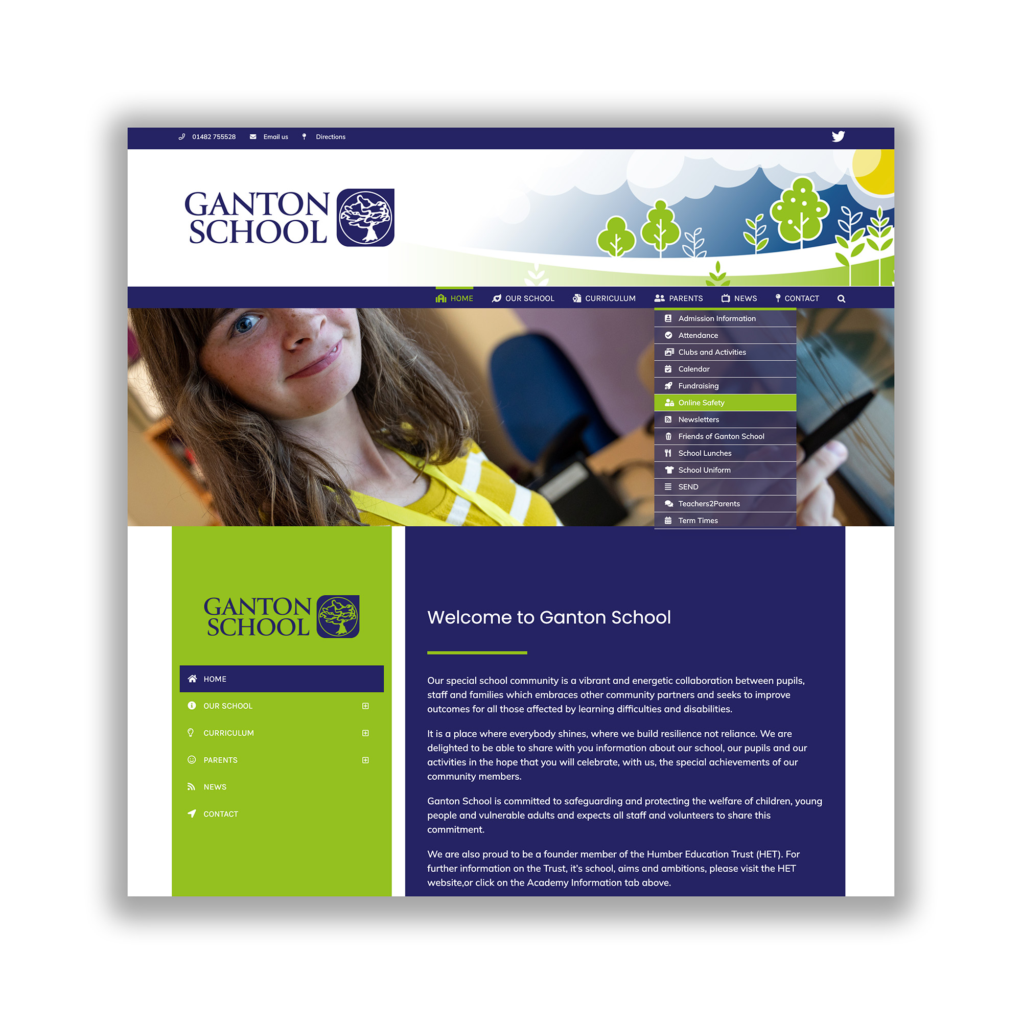 Ganton School - website design