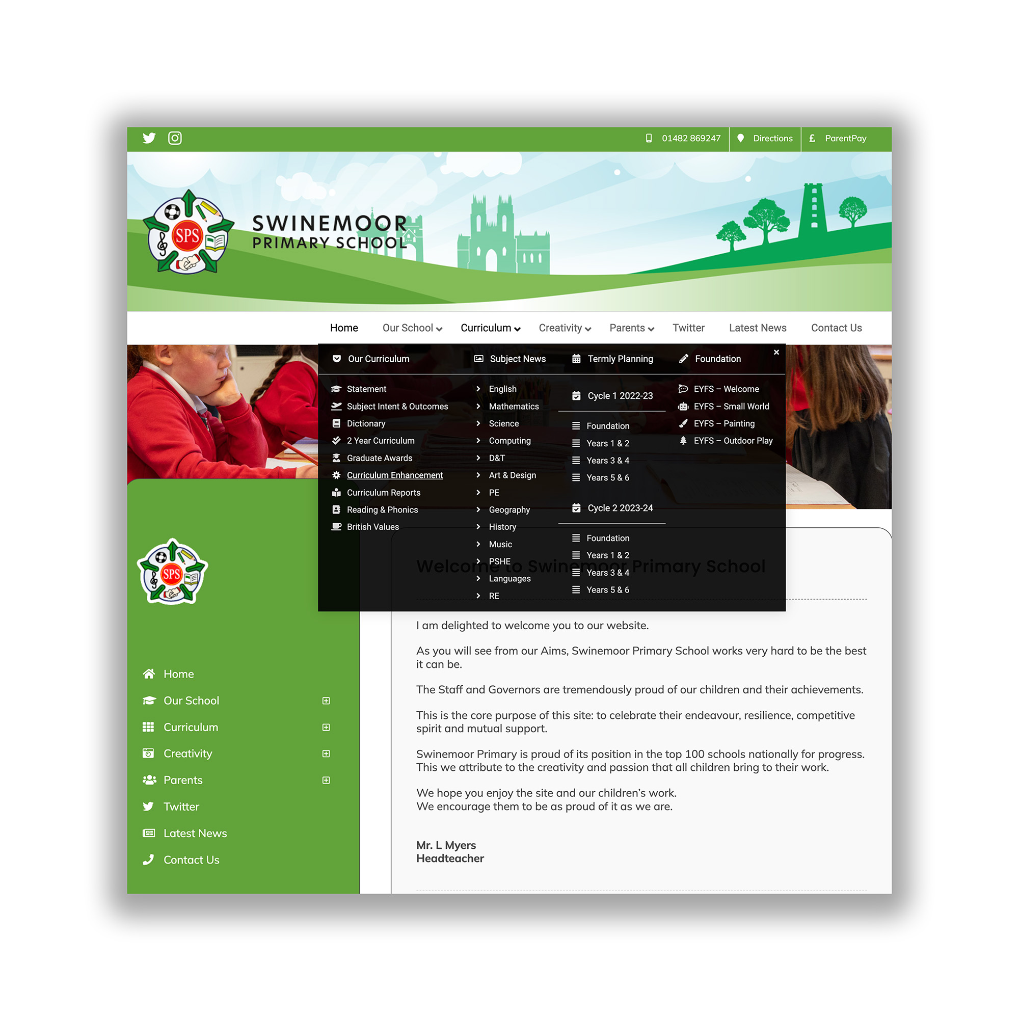 Swinemoor Primary School - website design